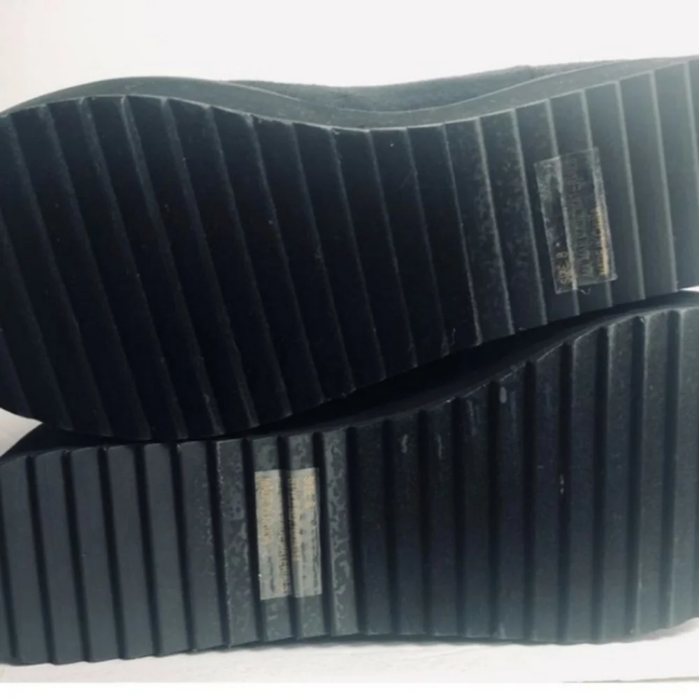 New Womens Size 8 Black Suede Warm Winter Fashion Wedge Snow Casual Boots - Picture 6 of 6